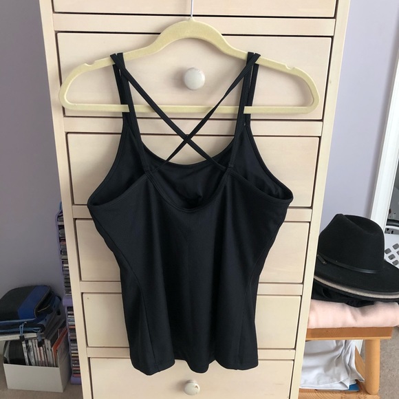 All in Motion Black Ribbed Tank with Shelf Bra - Picture 3 of 4
